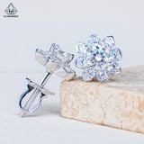  EX449 4.5mm Bông tai vuông viền bạc 
