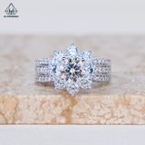  RX531 Nhẫn nữ 6mm hoa đá 8 cánh 