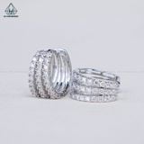  EX452 Bông tai khoen FULL MOIS 1.5mm 3 hàng đá 