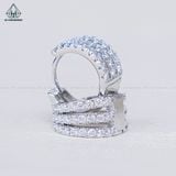  EX452 Bông tai khoen FULL MOIS 1.5mm 3 hàng đá 