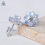  EX294 5mm Bông tai cánh nhọn phối baguette 