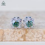  EX460 Bông tai chủ MOIS 4mm xanh (không mã cạnh) 