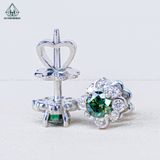  EX460 Bông tai chủ MOIS 4mm xanh (không mã cạnh) 