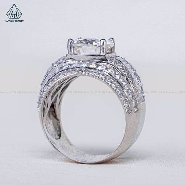  RMX087 10mm Nhẫn nam viền tròn đá 