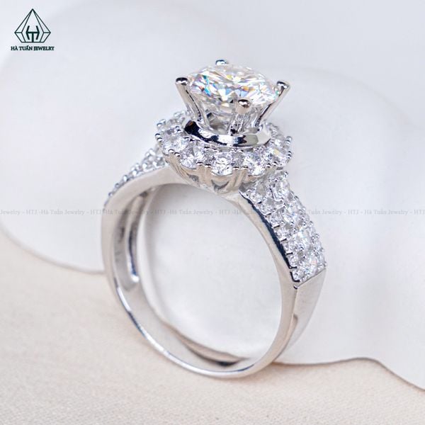  RX533 7.5mm Nhẫn nữ halo tròn 