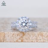  RX533 7.5mm Nhẫn nữ halo tròn 