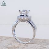  RX533 7.5mm Nhẫn nữ halo tròn 