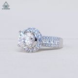  RX533 7.5mm Nhẫn nữ halo tròn 