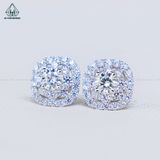  EX463 4.5mm Bông tai vuông viền đôi 