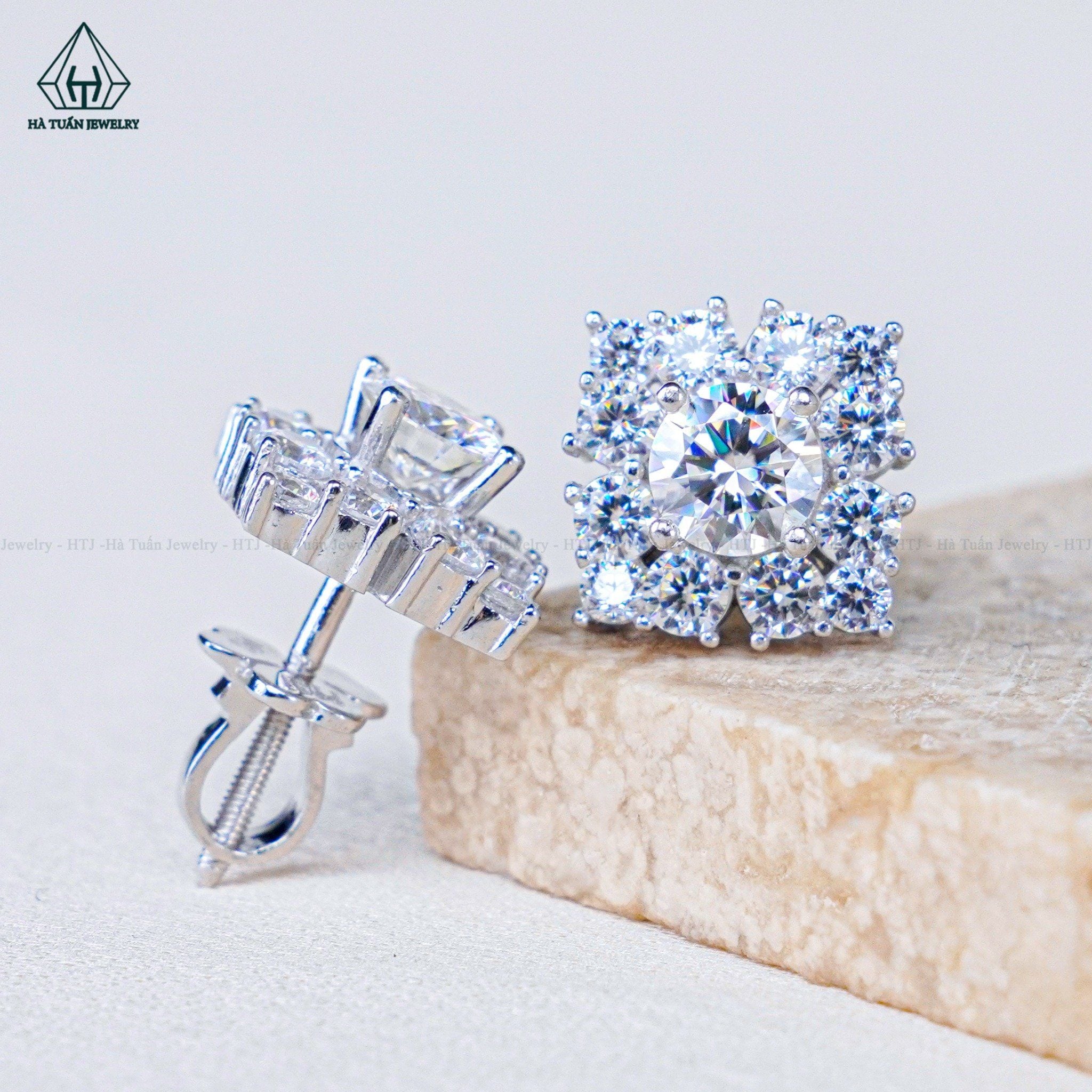  EX469 5mm Bông tai vuông đá 