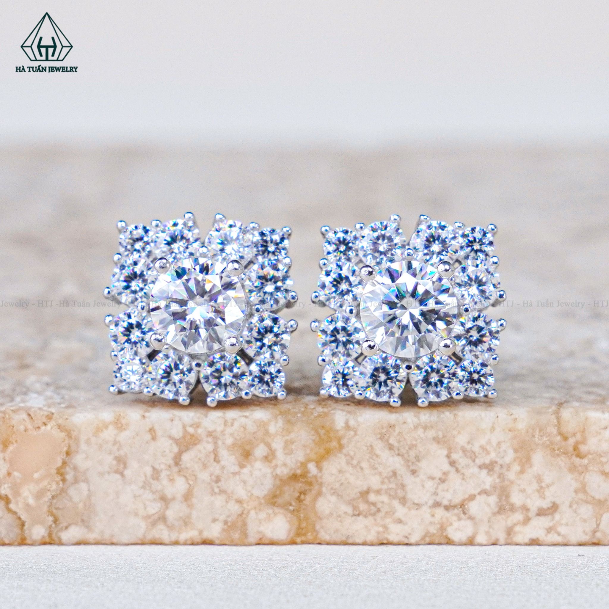  EX469 5mm Bông tai vuông đá 