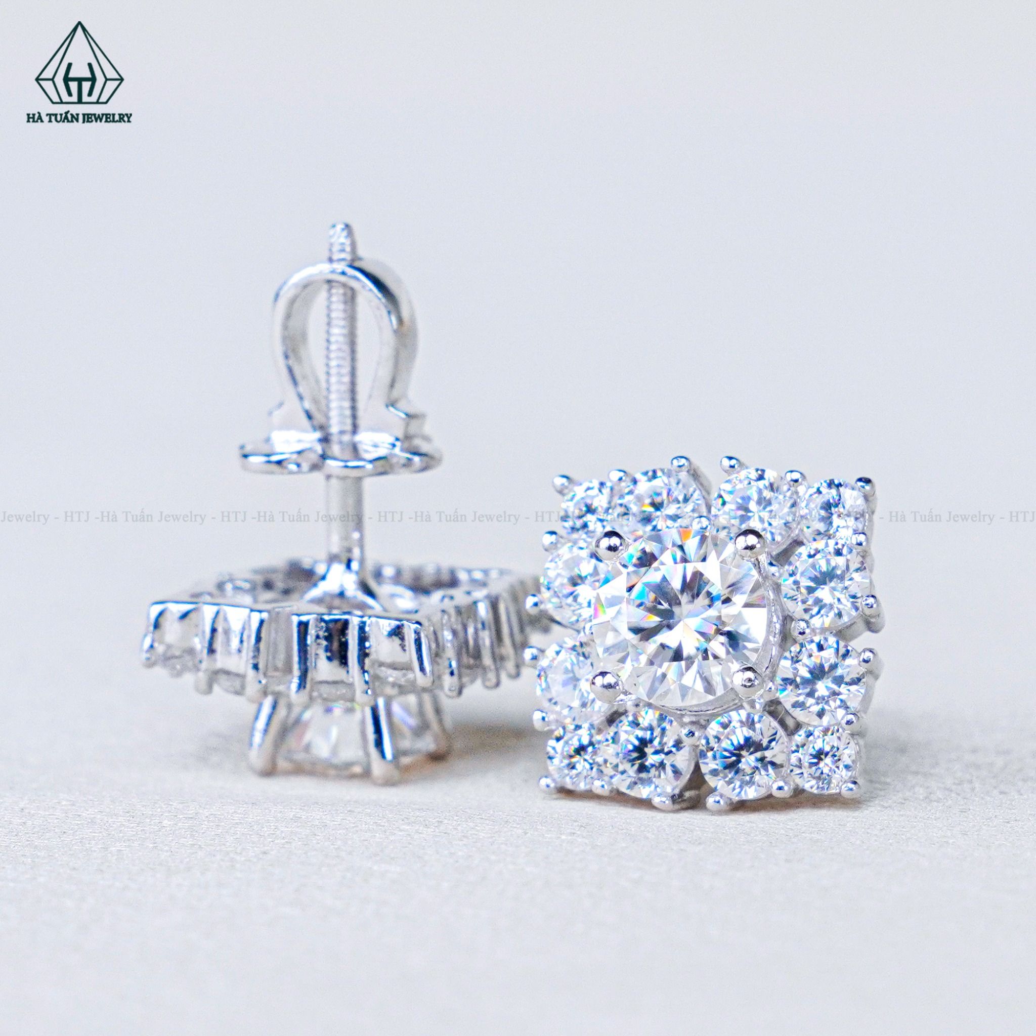  EX469 5mm Bông tai vuông đá 