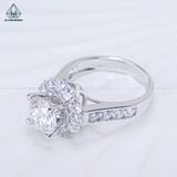  RX542 7.5mm Nhẫn nữ hoa đá tròn 