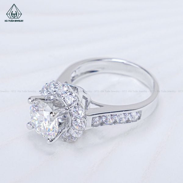  RX542 7.5mm Nhẫn nữ hoa đá tròn 