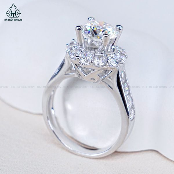  RX542 7.5mm Nhẫn nữ hoa đá tròn 