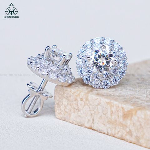 EX076 5mm Bông tai tròn 2 tầng 14 cánh