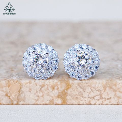 EX076 5mm Bông tai tròn 2 tầng 14 cánh