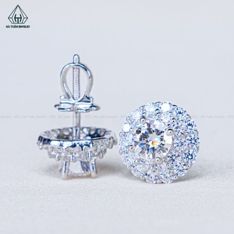 EX076 5mm Bông tai tròn 2 tầng 14 cánh