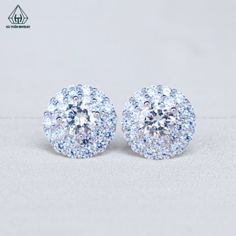 EX076 5mm Bông tai tròn 2 tầng 14 cánh