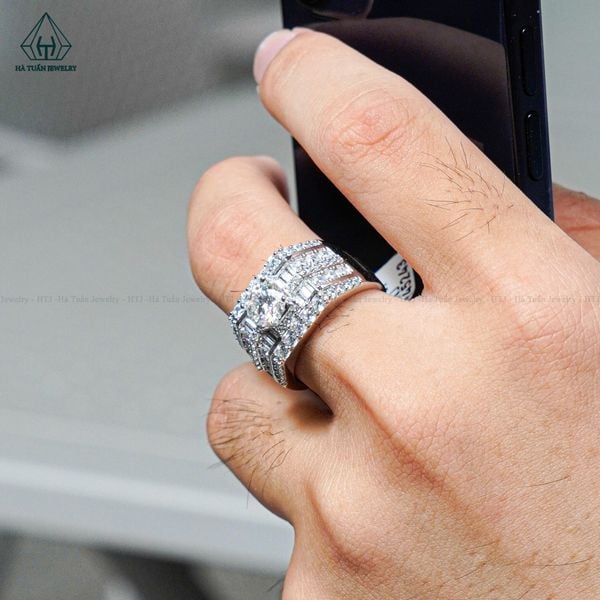  RMX114 7.2mm Nhẫn nam 4 hàng đá 