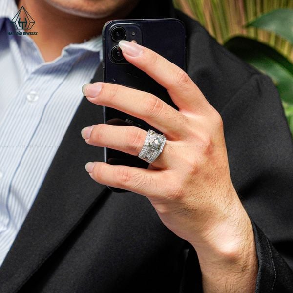  RMX075 7mm Nhẫn nam viền baguette 