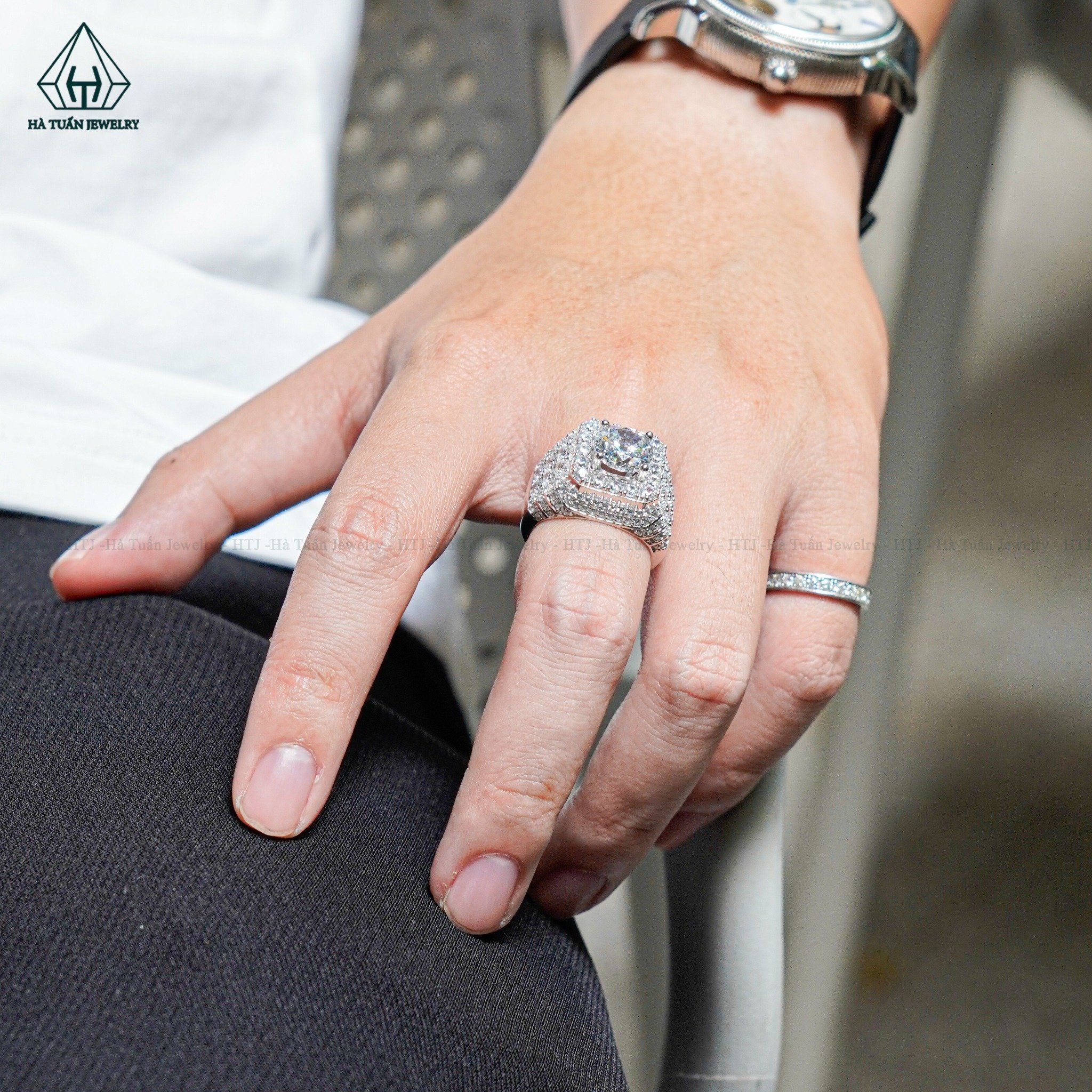  RMX163 9mm Nhẫn nam vuông đá 