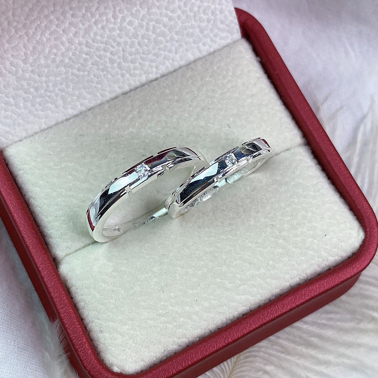  Nhẫn đôi trơn 1 đá CR141 