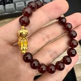 SC110 Vòng đá Garnet đỏ tươi 9mm mix Tỳ Hưu V610 