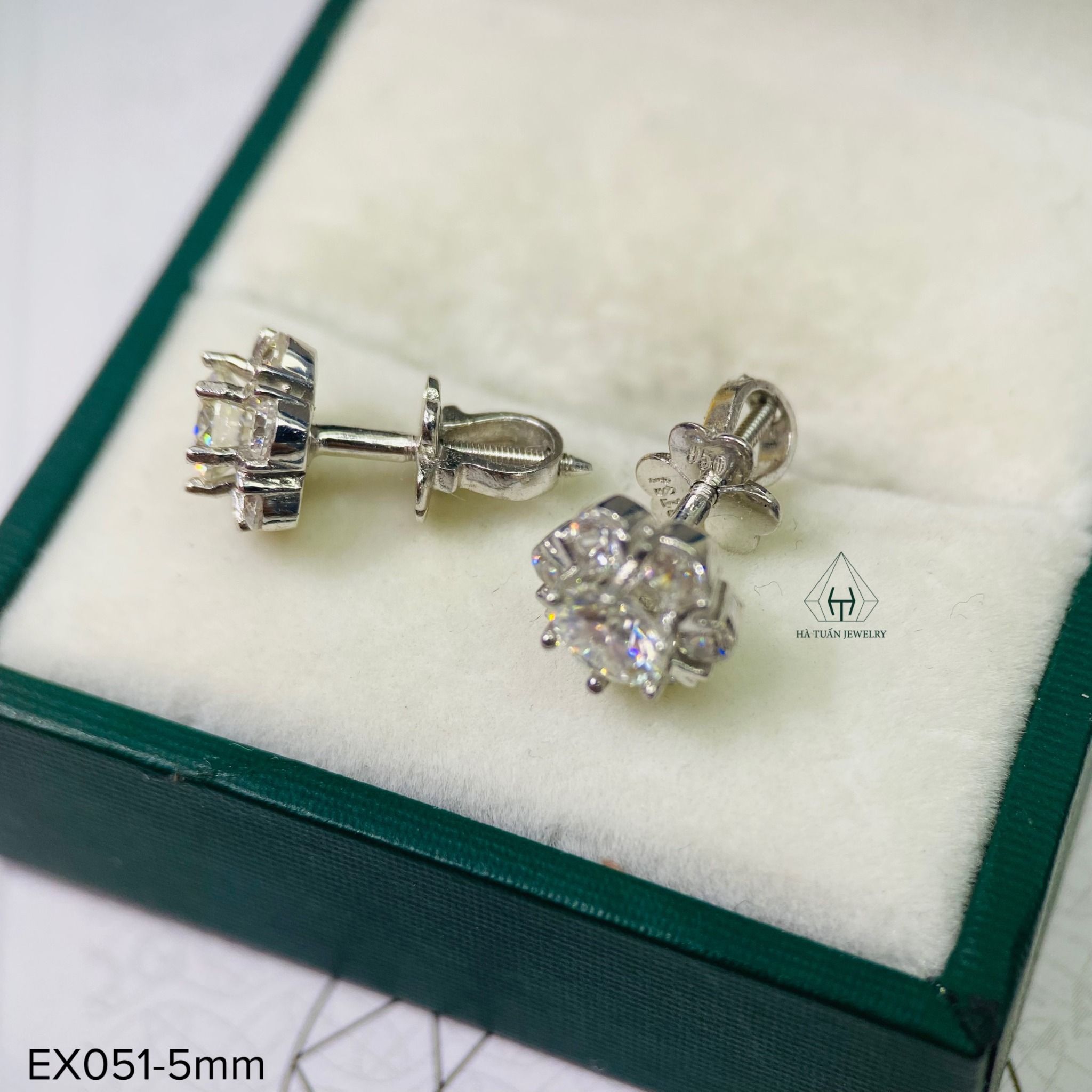  EX051 5mm Bông tai hoa 6 cánh tròn 