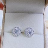  E888 Bông tai hoa đá phối baguette 