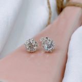  E898 Bông tai hoa đá tròn 