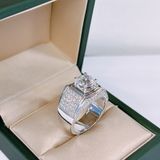  RMX071 9mm Nhẫn nam viền trơn vành đá 