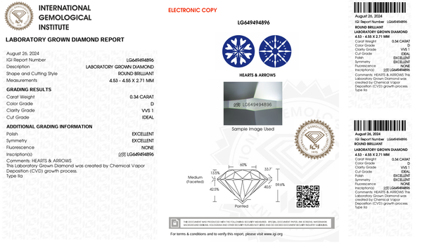  LDI45 Kim cương nuôi cấy 4.5mm-IGI LG649494896 