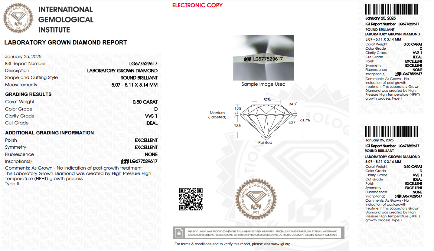  LDI50 Kim cương nuôi cấy 5mm-IGI LG677529617 
