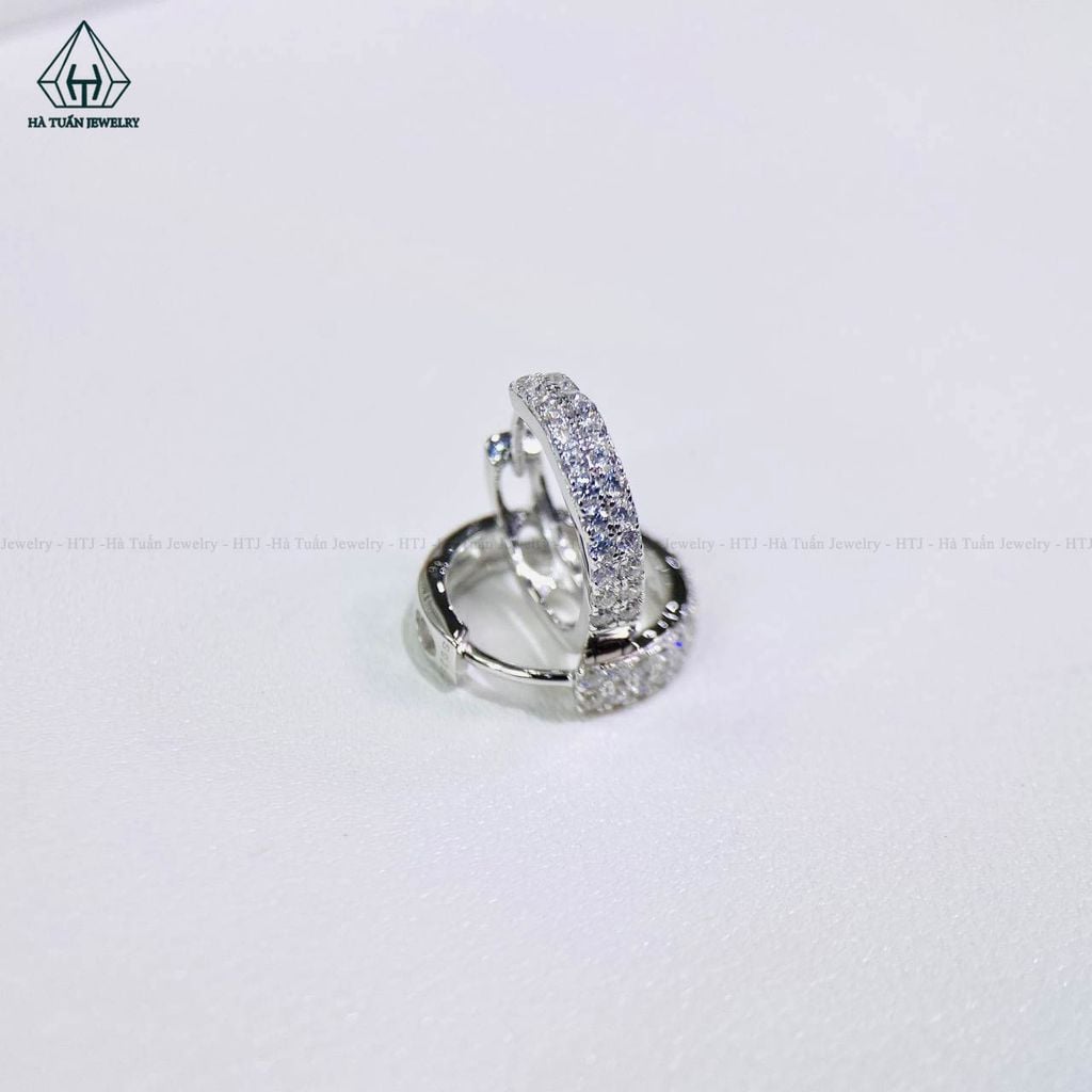 E030 Bông tai khoen 2 hàng đá