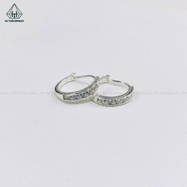  EB010 Bông tại khoen bạc 