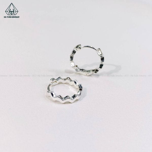  EB003 Bông tai khoen bé lượn sóng 