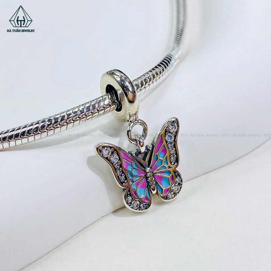  C506 Charm bướm cánh xanh hồng 