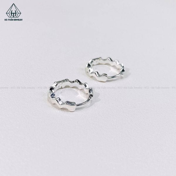  EB003 Bông tai khoen bé lượn sóng 
