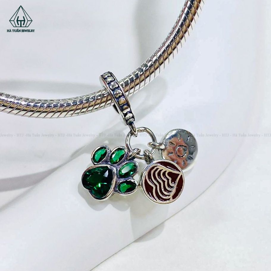  C507 Charm chân mèo xanh ngọc 