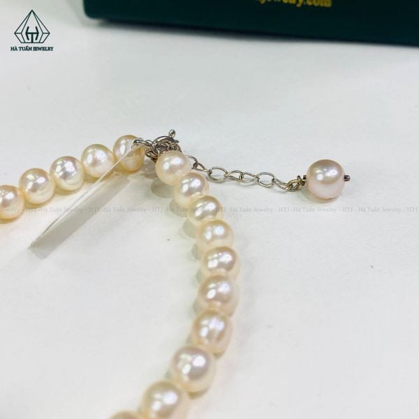  PE003 Vòng ngọc trai phối ganet 