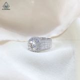  RX486 9mm Nhẫn nữ halo đai lớn 