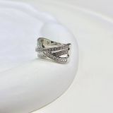  R937 Nhẫn nữ 3 vành đá chéo 