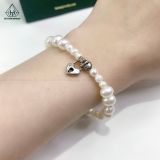  PE008 Vòng ngọc trai phối charm tim 