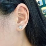  E992 Bông tai bốn lá full đá 