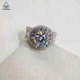  RX485 8mm Nhẫn nữ mặt tròn phối tấm baguette 