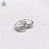  EB004 Bông tai khoen 2 hàng đá 