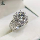  RX485 8mm Nhẫn nữ mặt tròn phối tấm baguette 