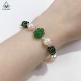  PE001 Vòng ngọc trai phối ngọc bích 