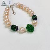  PE001 Vòng ngọc trai phối ngọc bích 